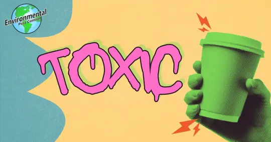 "Toxic" picture of disposable coffee cup in hand