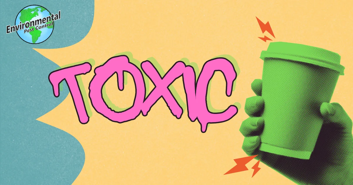 "Toxic" picture of disposable coffee cup in hand